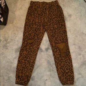 Leopard ripped jogger pants! So cute